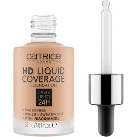 Catrice | HD Liquid Coverage Foundation | 24H Wear, Matte Finish, High Coverage, Waterproof Formula with Niacinamide | Vegan & Cruelty Free (040 | Warm Beige)