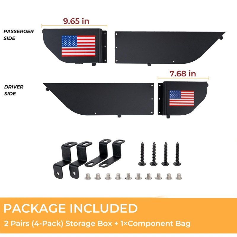 2 Pack Metal Front Door Storage Pockets Compatible with Wrangler