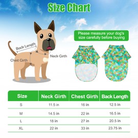 EXPAWLORER Dog Hawaiian Shirt - Dog Summer Clothes, Breathable Cotton Polo T-Shirts with Floral and Fruit Pattern,Puppy Outfit,Pet Clothes for Small Medium Large Dogs Boy and Girl in Hot Days