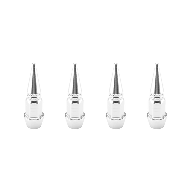 TVC20 Silver 4pcs Long Spike Spiked Tire Valve Stem Caps