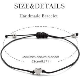 WANGENPING Adjustable Friendship Bracelets, Mother Daughter Matching Heart Bracelets, Friendship Bracelet, Women's Anklets, Gifts for Sisters, Best Friends, Boyfriend and Girlfriend, Alloy, No