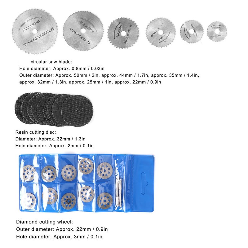 34Pcs Saw Blade Set HHS Circular Resin Diamond Cutting Set