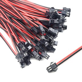 XINGYHENG 100PCS 50Pair JST SM 2PIN 24AWG Female and Male Connection Plug with Red Black Terminal Connector Wire Cable for LED Light Strip 5.9’’