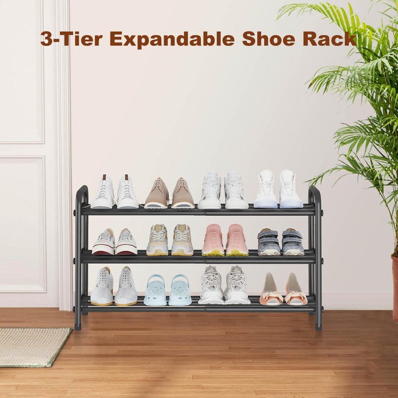 KANAV Expandable Shoe Rack Organizer – 3-Tier Shoe Shelf for