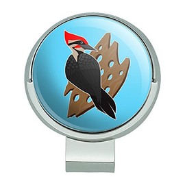 GRAPHICS & MORE Woodpecker on Wood with Holes Golf Hat Clip with Magnetic Ball Marker