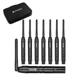 Vangoa Wireless DMX Controller Dfi DJ 2.4G 7 Receivers & 1 Transmitter Lighting Control with Bag, Adapter, for LED Stage Disco Party Bar Lighting Artistic Performances, Black