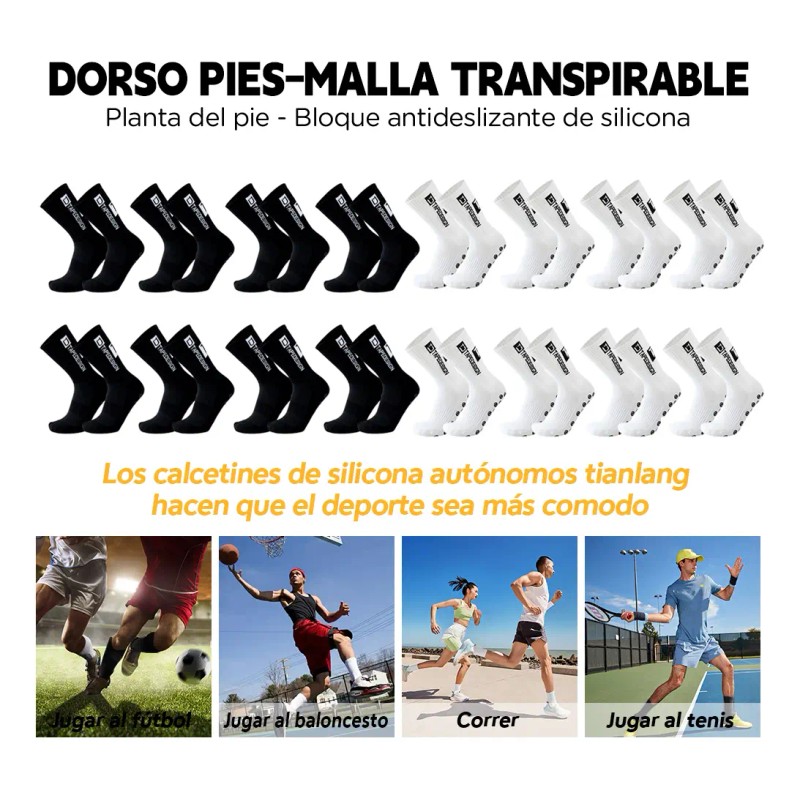 16 Par Calcetin Media Deportivos Fútbol Antideslizantes