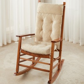 WEOAVRY Rocking Chair Cushions Indoor & Outdoor, Patio Glider Rocking Chair Cushions Set with Ties, Use on Porch, Nursery & High-Back Wooden Rocker