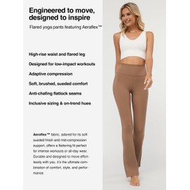 Conceited Active Yoga Pants for Women – High-Rise Flared Leggings for Women, with Soft Sueded Fabric, Sculpting Fit, and Stretch Flexibility – Perfect for Yoga & Daily Comfort - Mocha - L