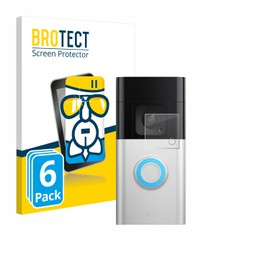 BROTECT Protective Glass for Ring Video Doorbell Plus (Pack of 6) Protective Film Tempered Glass [Extremely Scratch-Resistant 9H, Anti-Fingerprint, Ultra Transparent]