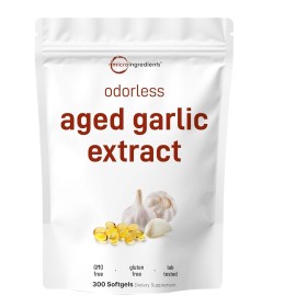 Micro Ingredients Odorless Garlic 7500mg Per Servings, 300 Softgels | 2 Years Aged Garlic Extra...