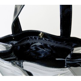 Harrods Signature Shopper Bag, Genuine PVC Tote Bag, Black, Lined, S, Sサイズ