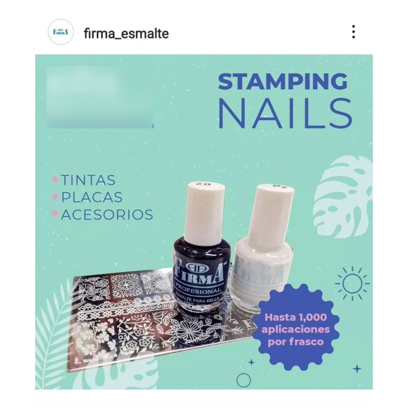 Firma Kit Para Estampado En Uñas 3 Pinturas+4 Placas+stamper Firma