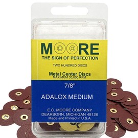E C Moore's Adalox Fine Grit 7/8" Sanding Disc Snap on Metal Center Pack of 200