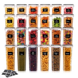 24pcs Sealed plastic food storage container set is suitable for dry food nut snack stackable kitchen storage boxcolor: Transparent, capacity: 0.8L*6+1.2L*6+1.6L*6+2.4L*6