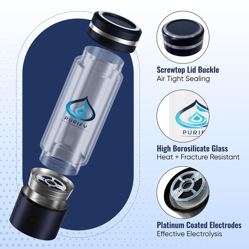 PURIFY™ - Hydrogen Water Bottle, 330ml Hydrogen Water Generator, Hydrogen