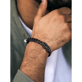 Richsteel Unisex Cuban Chain Bracelet – Infinity Knot Design, 316L Steel & Hypoallergenic, Perfect Couple Gift for Anniversaries