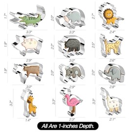 Cortadores de galletas de animales, juego de 12 cortadores de galletas con león, jirafa, hipopótamo, panda, koala, elefante, perro, cocodrilo, flamenco, etc. (Caja de regalo)