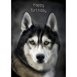 Husky Dog Birthday Card