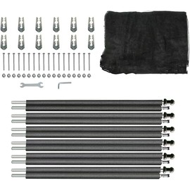 14FT Trampoline Net and Replacemen Poles, with Clamp and Hardware, Enclosure Pole Connecters, Screws and Bolts, Poles Caps Fits Most Trampoline