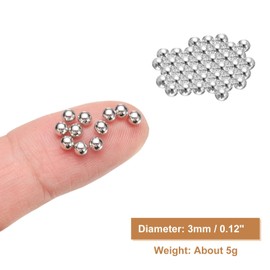 HARFINGTON 2pcs Nail Art Beads 0.12" (3.0mm) Mini Metal 3D Caviar Nails Beads Ball Bubble Bead with Bags for Nail Art DIY Craft Decoration, Silver Tone