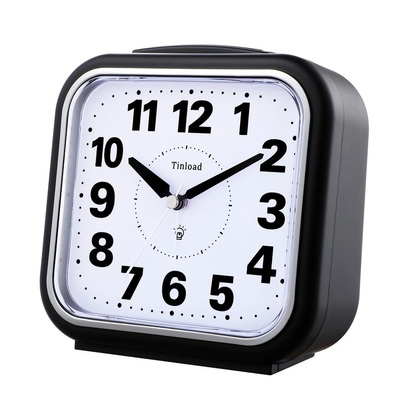 Tinload 5.5" Large No Ticking Analog Alarm Clock,Silent Readable for
