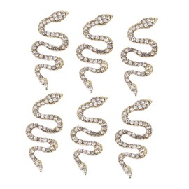 Healvian 6pcs Snake Rhinestone Nail Charms for Nail Decoration Unique Manicure Art Ornaments for Professional Personal Use Easy Application and Crafts