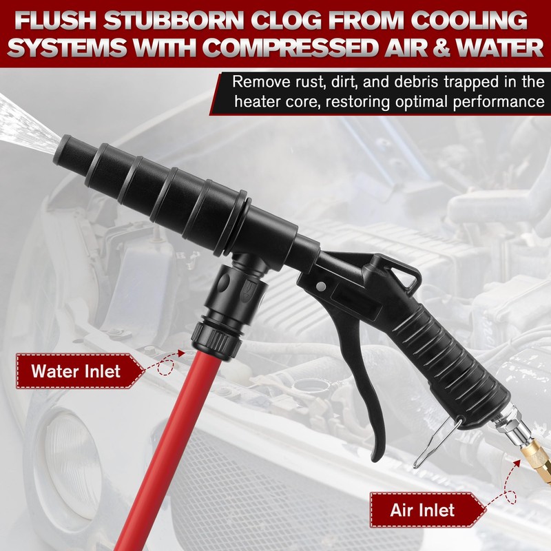Gulfmew Coolant System Flush Gun, Lever Action Heater Core Flush