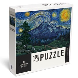 Mount Rainier National Park, Washington, Starry Night National Park Series (1000 Piece Puzzle, Challenging Jigsaw Puzzle for Adults, Made in USA)