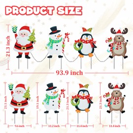 WONDER GARDEN Christmas Metal Yard Stakes, Lighted 4 Pack Christmas Garden Stakes Yard Signs, Outdoor Christmas Decorations with Santa, Snowman, Penguin and Elk for Lawn Party Outside