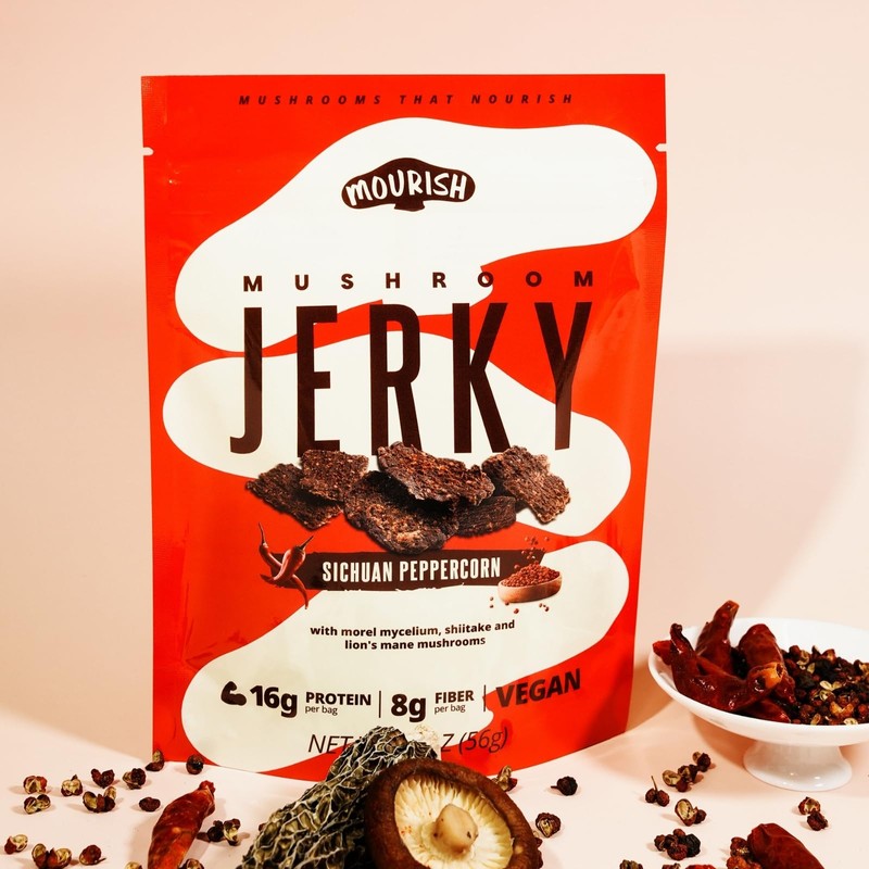 Mourish Mushroom Jerky, Healthy and Flavorful Vegan Jerky, SICHUAN Peppercorn