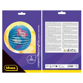 Idena 90284 - Lampion Meerjungfrau mit Delfin, 10 Stück, ca. Ø 26 cm, Blaue Papierlaternen mit Unterwassermotiv, Kinder Laterne für Sankt Martin und Lichterfest