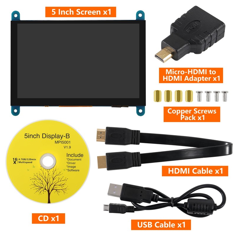 JUZITAO 5 Inch IPS LCD Touch Screen Display Panel Monitor