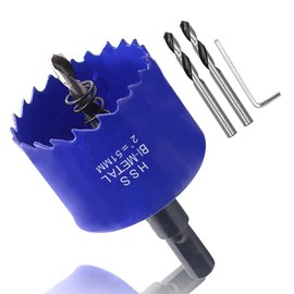 Luomorgo 2 inch 51mm Hole Saw, 1 1/4 inch Cutting Depth HSS Bi-Metal Hole Cutter with Hex Shank Drill Bit Adapter for Wood Cornhole Boards Plastic Drywall Fiberboard