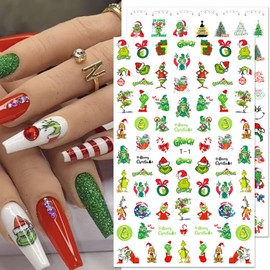10 Sheets Christmas Nail Stickers 3D Xmas Nail Decals Winter White Snowflake Santa Claus Snowman Bell Reindeer Nail Stickers for Women Girls Christmas Nail Designs Decoration Charms