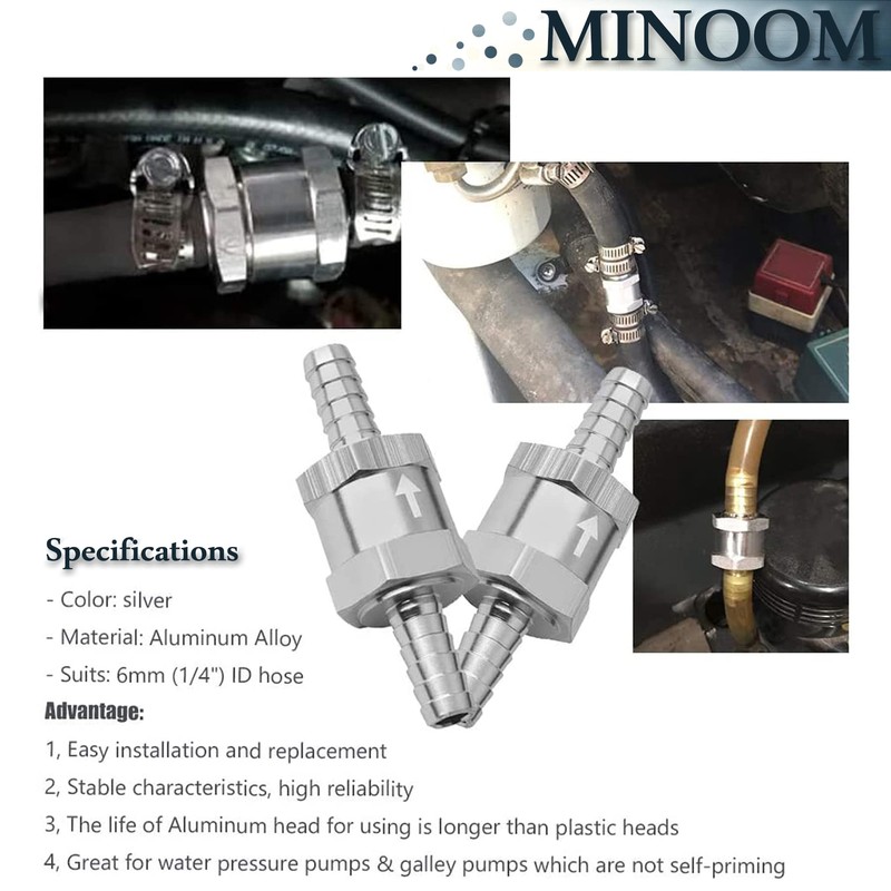 MINOOM Fuel Check Valve One Way Inline Non Return Diesel