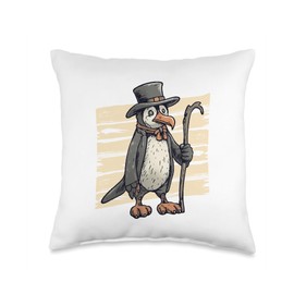 Cute Penguins Ironic Quotes & Gifts Penguin Hat Wildlife Polar Expedition Throw Pillow, 16x16, Multicolor