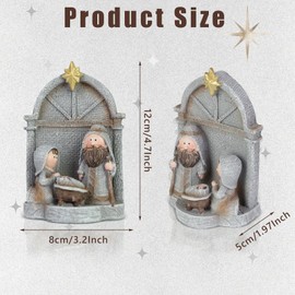 Nativity Set Figurine, Resin Jesus Nativity Scene Collection with Manger and Little People, Christmas Figurines for Christmas Indoor Tabletop Decorations Gift