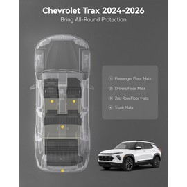 3W Floor Mats & Cargo Liner for Chevy Trax 2024 2025 2026, All Weather TPE Custom Fit Floor Mats for Cars, Car Mats Full Set for Chevy Trax Accessories, Black