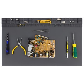 Extra Large Soldering Mat 23.7''x13.8'' Premium Silicone 932°F Heat Resistant Repair Mat Non-Slip Large Silicone Mat for Soldering Iron, DIY Projects, Electronics, Phone, Laptop Repair (Grey)