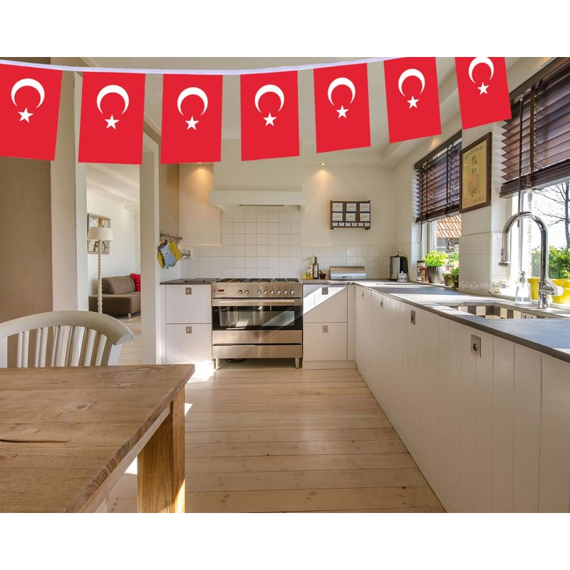 30 PCS Turkey Flag, 33 FT Turkish National Bunting,DecorGarden With