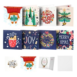 DIY Christmas Cards Diamond Painting Greeting Cards Kits Xmas Cards Paint by Number Holiday Cards for Holiday & Gift-Giving - 8 Pack