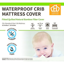 AC Pacific Contemporary Nidra Collection Children's Waterproof Bamboo Fabric Toddler Crib Mattress Protector with Pad Liner, 9 Inch, White
