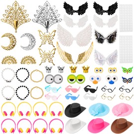 YAORISE 58Pcs Cute Rubber Duck Accessories to wear, Mini DIY Accessories for 2in Rubber Duck Decoration, Various style - Hats Glasses Earphones Necklaces Wings Crowns and so on