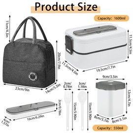 2 Animal (1600 ml) Lunch Box, Bento Box with Cutlery Insulated Bag, Bento Lunch Boxes with Adjustable Compartments, Portable Leak-proof Food Container Lunch Box for Adults Students Office School