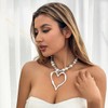Y2k Large Heart Necklaces for Women Chunky Love Pearl Ball