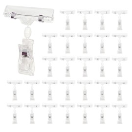 20Pcs Clear Sign Clips Holders for Display, Plastic Rotatable Price Tag, Merchandise Pop Clips Clear Label Holders Clamps Rack Double Sided Sale Signs for Retail Rack, Baskets or Cards Clips, for Retail Rack, Baskets or Cards