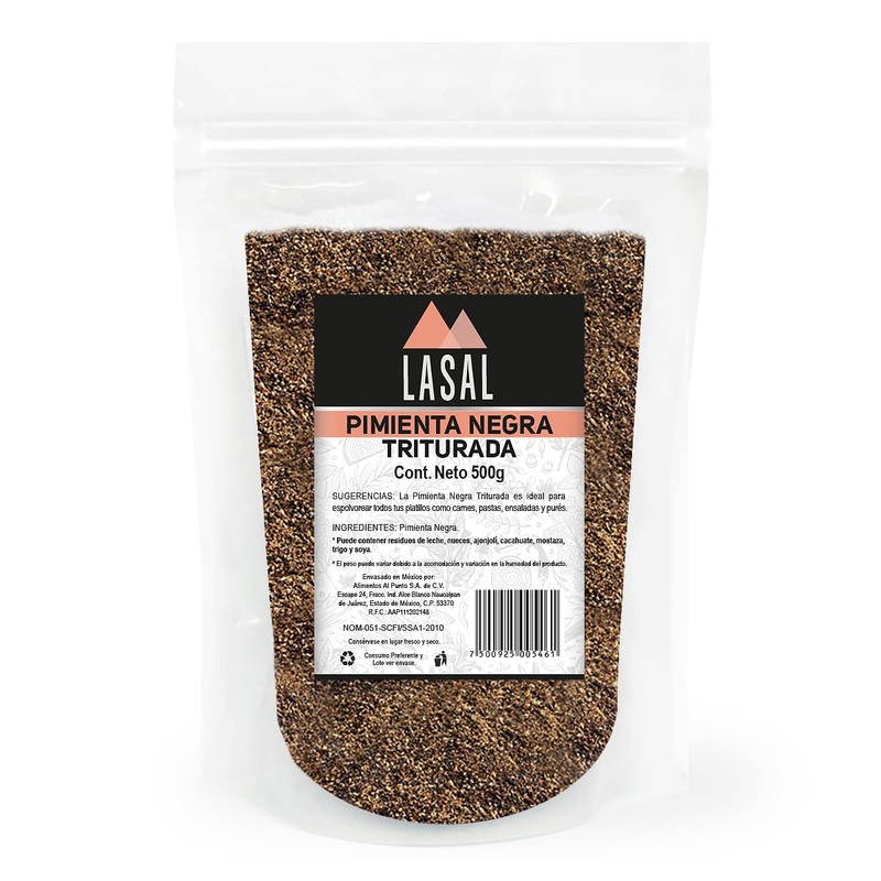 Pimienta negra triturada 500 Gramos Pouch Resellable Lasal