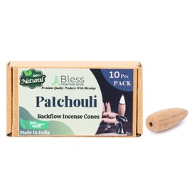 Bless-International Patchouli-100%-Natural-Incense-Backflow-Cones-for-Waterfall Handmade-Organic-Chemicals-Free for-Purification-Relaxation-Positivity-Meditation The-Best-scents-10-Count