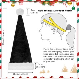 Seachrgif Extra Long Christmas Hat Santa Hat Adult Plush Santa Hat with Thick Fur Edge, Santa Claus Hat Plush Santa Hat for Men and Women Black 80 cm